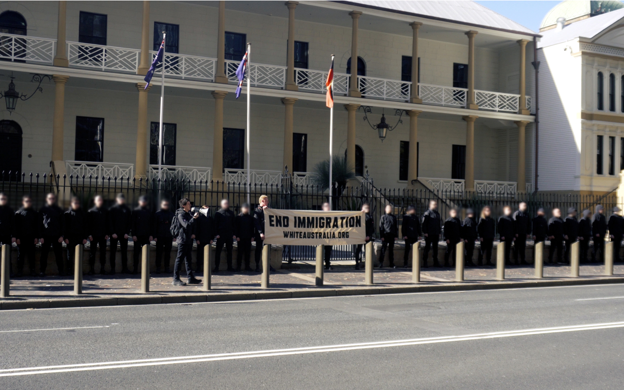 Nationalist activists hold rally in Sydney demanding an end to mass immigration