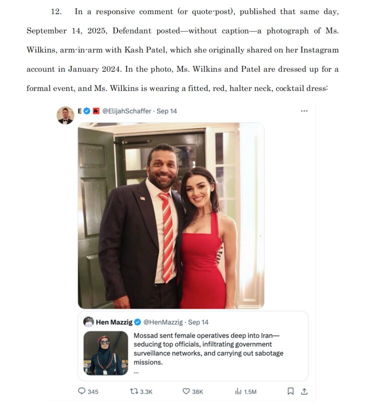 FBI Director’s girlfriend sues podcaster for $5m over wordless retweet