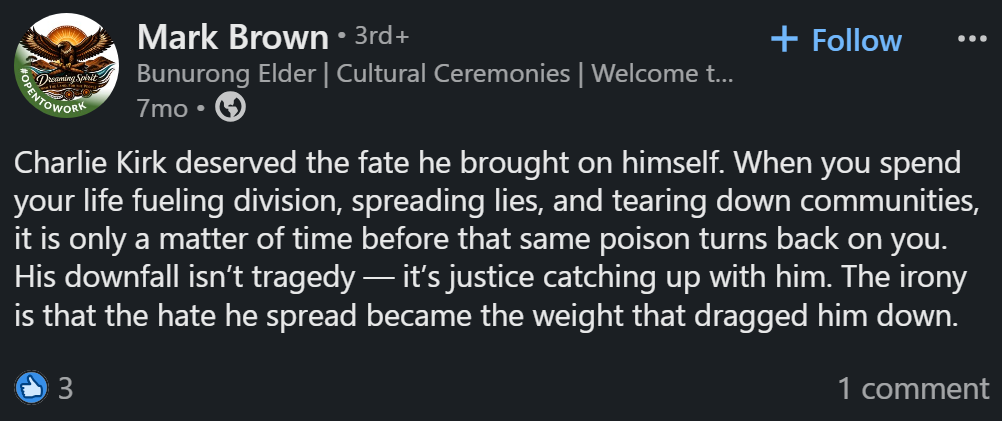 Anzac Day ‘welcome to country’ speaker celebrated Charlie Kirk’s murder