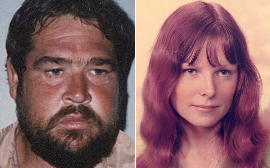 Two portrait photos side by side: a bearded man on the left and a woman with pink hair on the right.