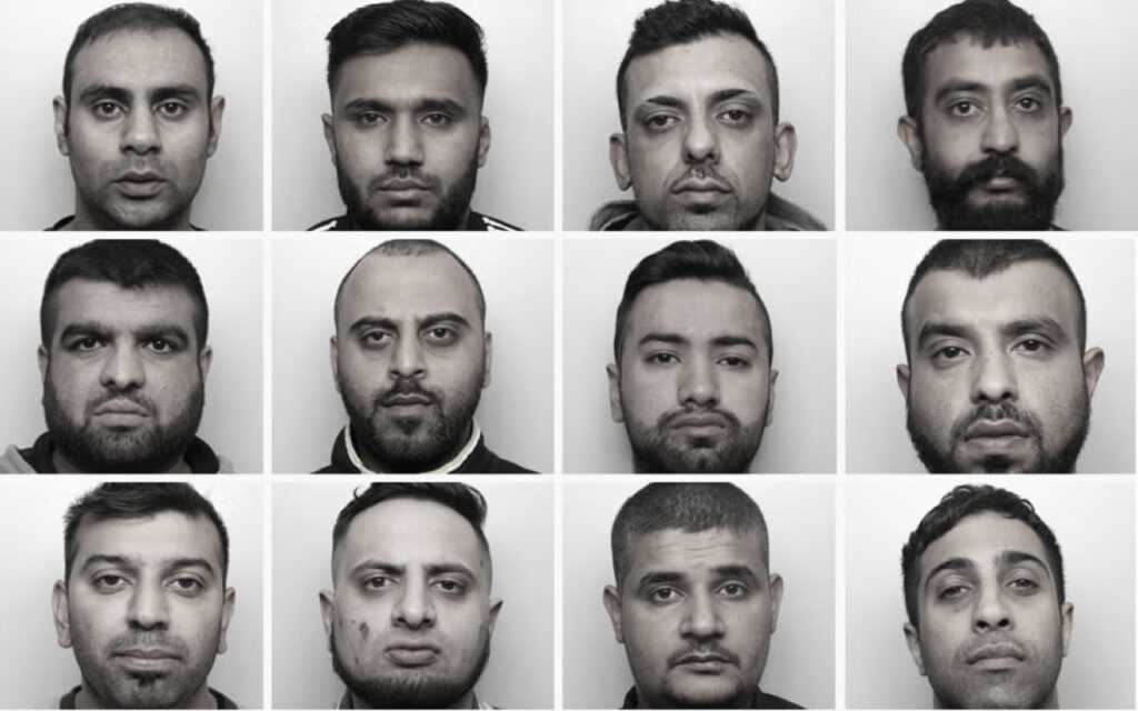 Collage of 15 grayscale mugshots of men facing the camera, arranged in a grid, neutral expressions