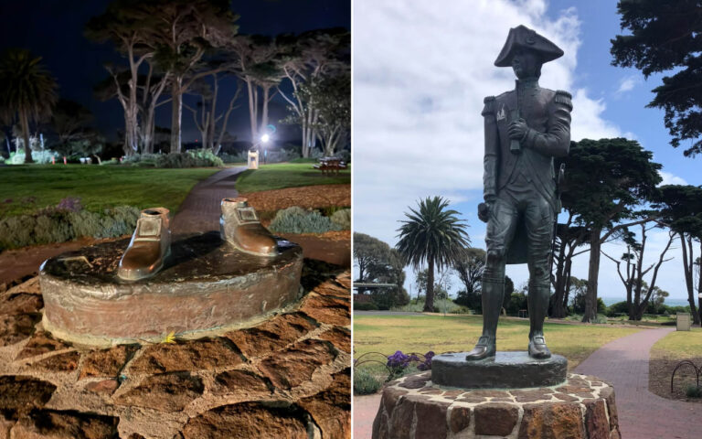 Mathhew Rutledge Suspected far-left vandals destroy Matthew Flinders statue